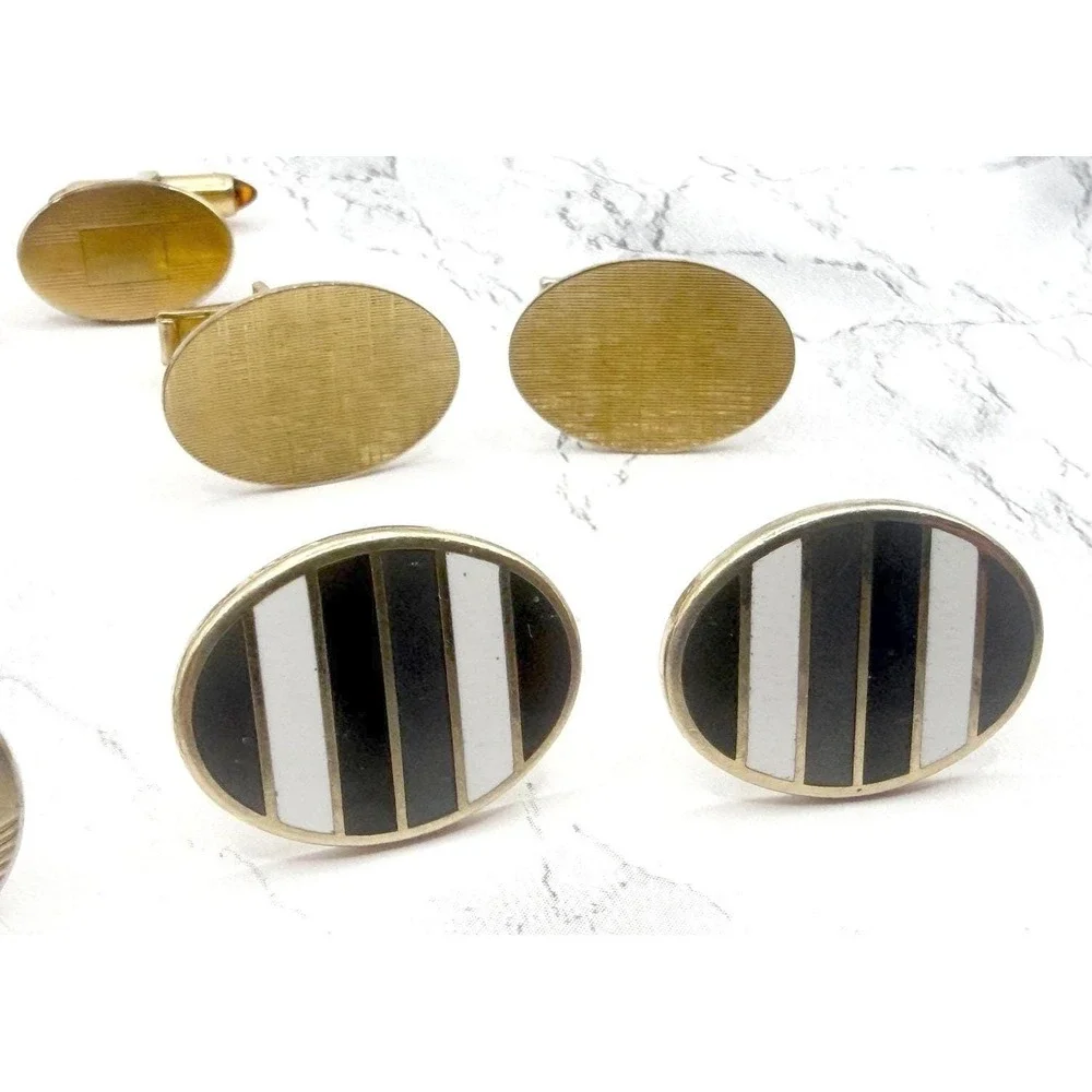 Vintage Gold Tone Mens Cufflink Lot 5 Pairs Bulk Vintage Jewelry Lot‎ Krementz